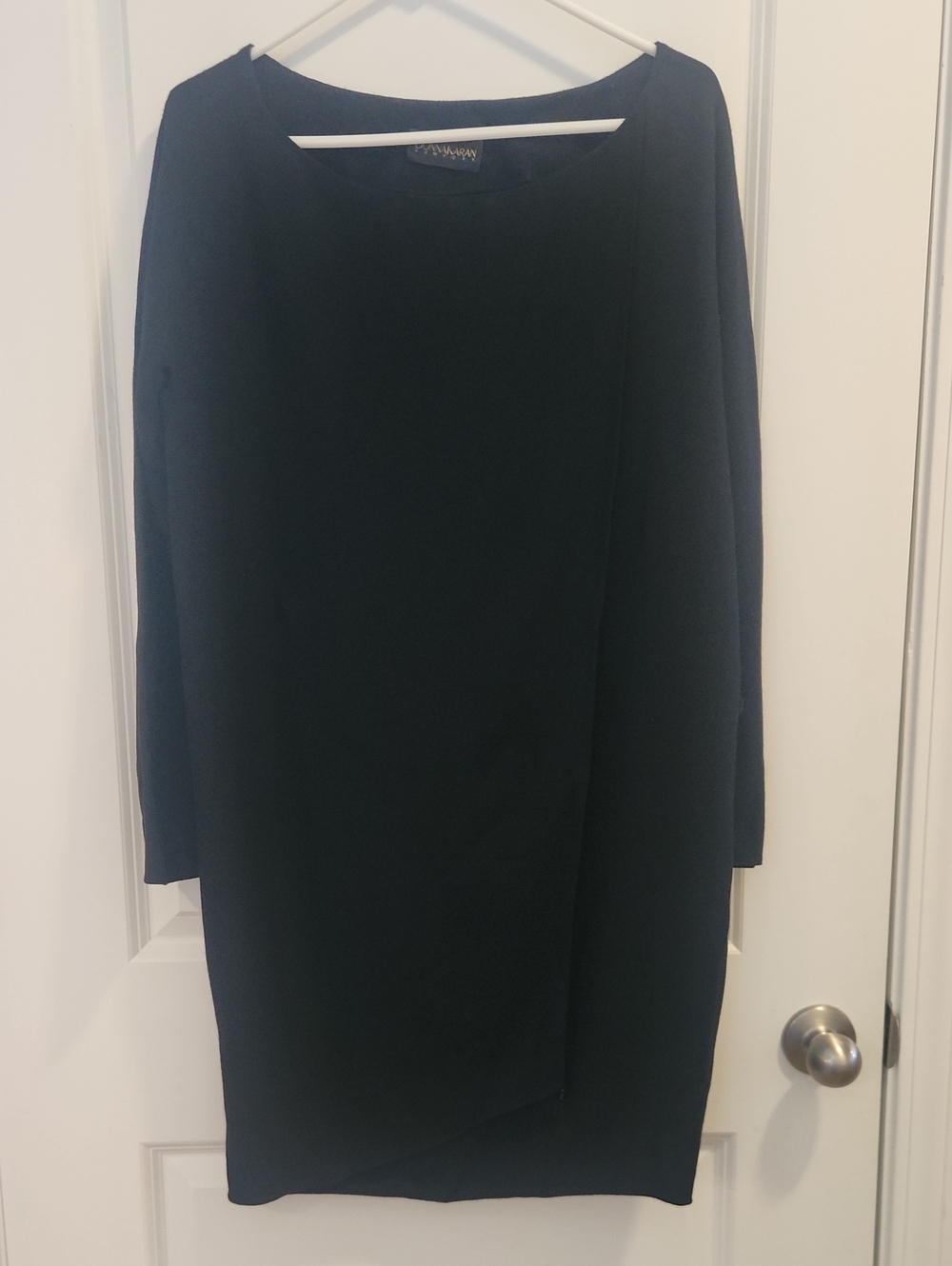 Donna Karan New York Wool Black Drapped Dress